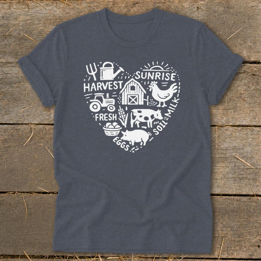 Farming Heart Softstyle Tee - Heather Navy