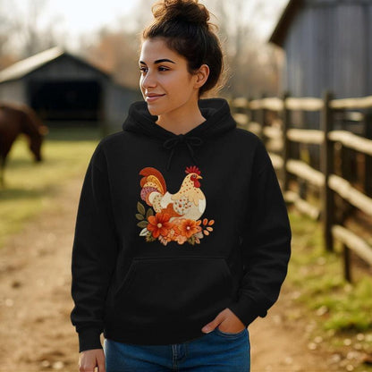 Faux Embroidery Fall Chicken Hoodie