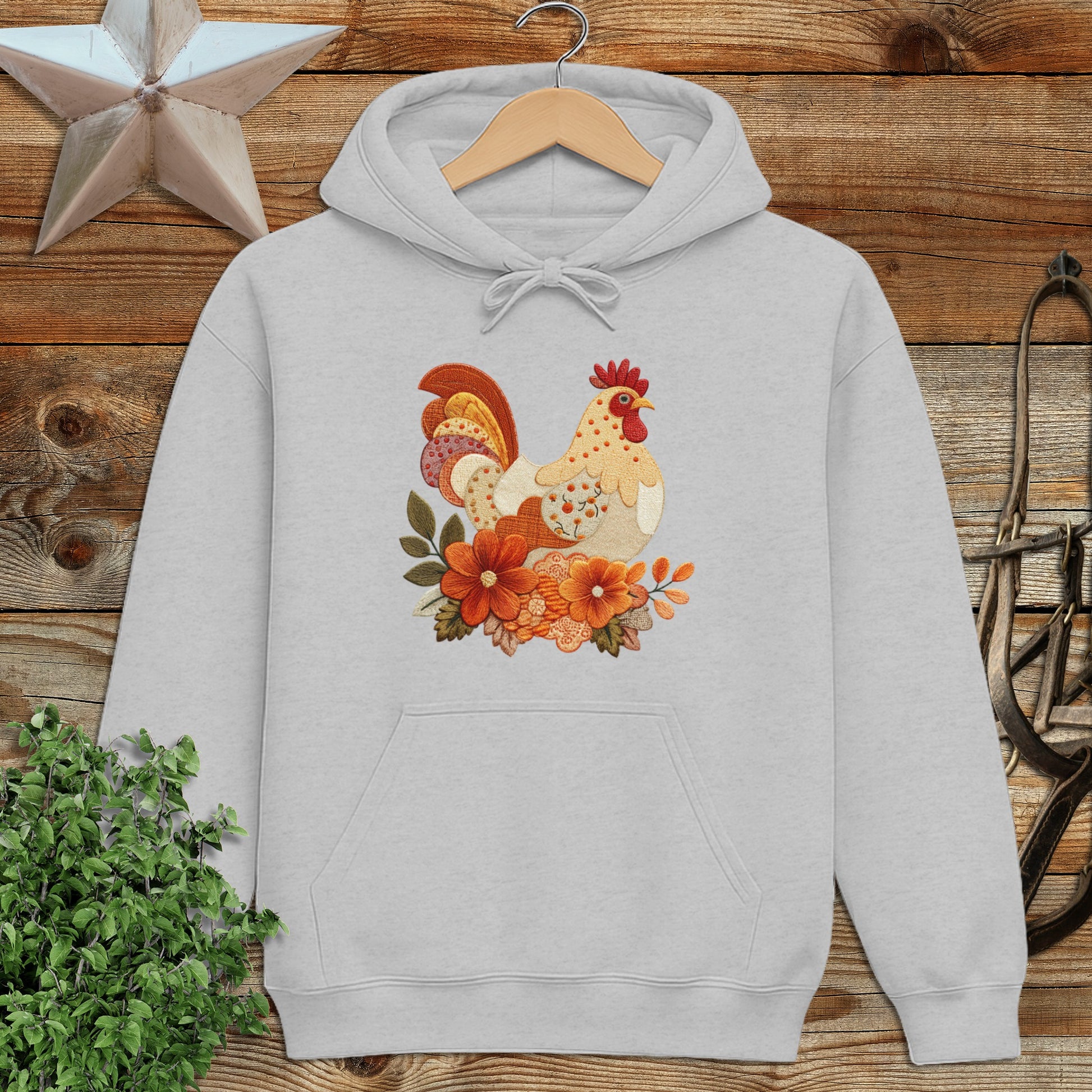 Faux Embroidery Fall Chicken Hoodie