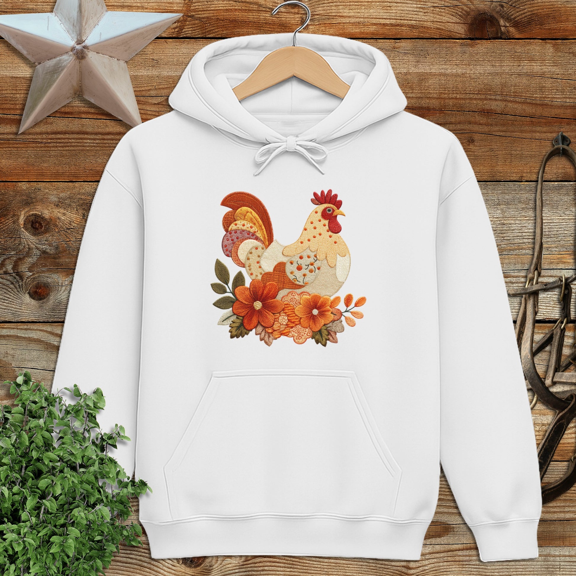Faux Embroidery Fall Chicken Hoodie