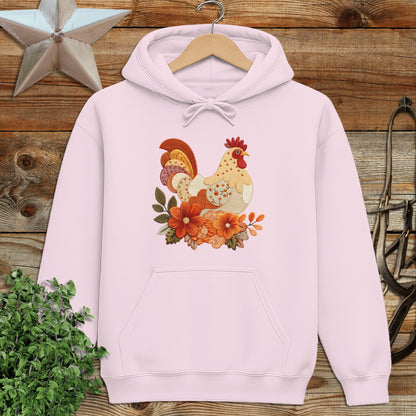 Faux Embroidery Fall Chicken Hoodie