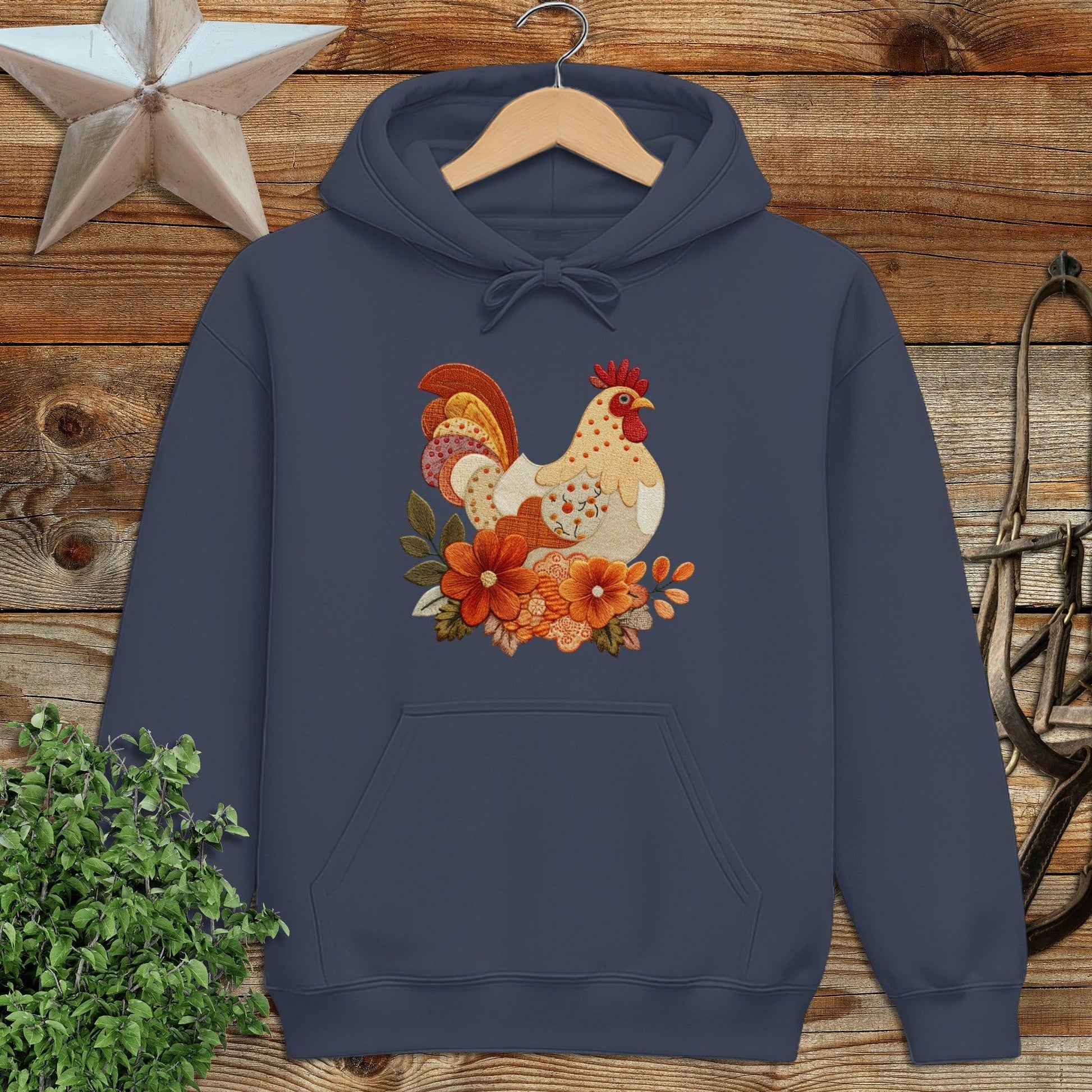 Faux Embroidery Fall Chicken Hoodie