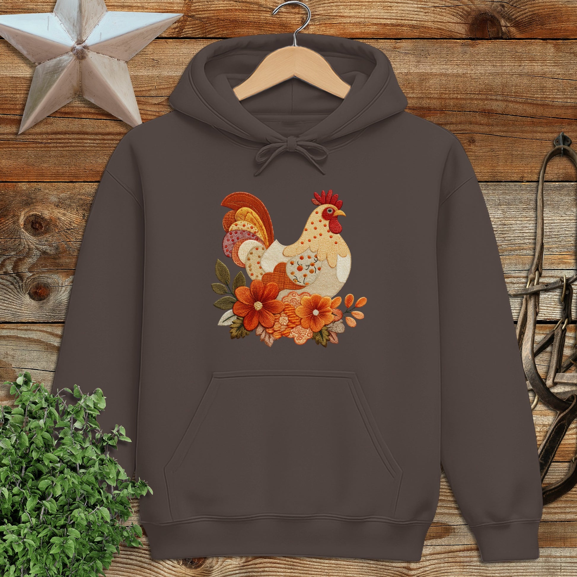 Faux Embroidery Fall Chicken Hoodie