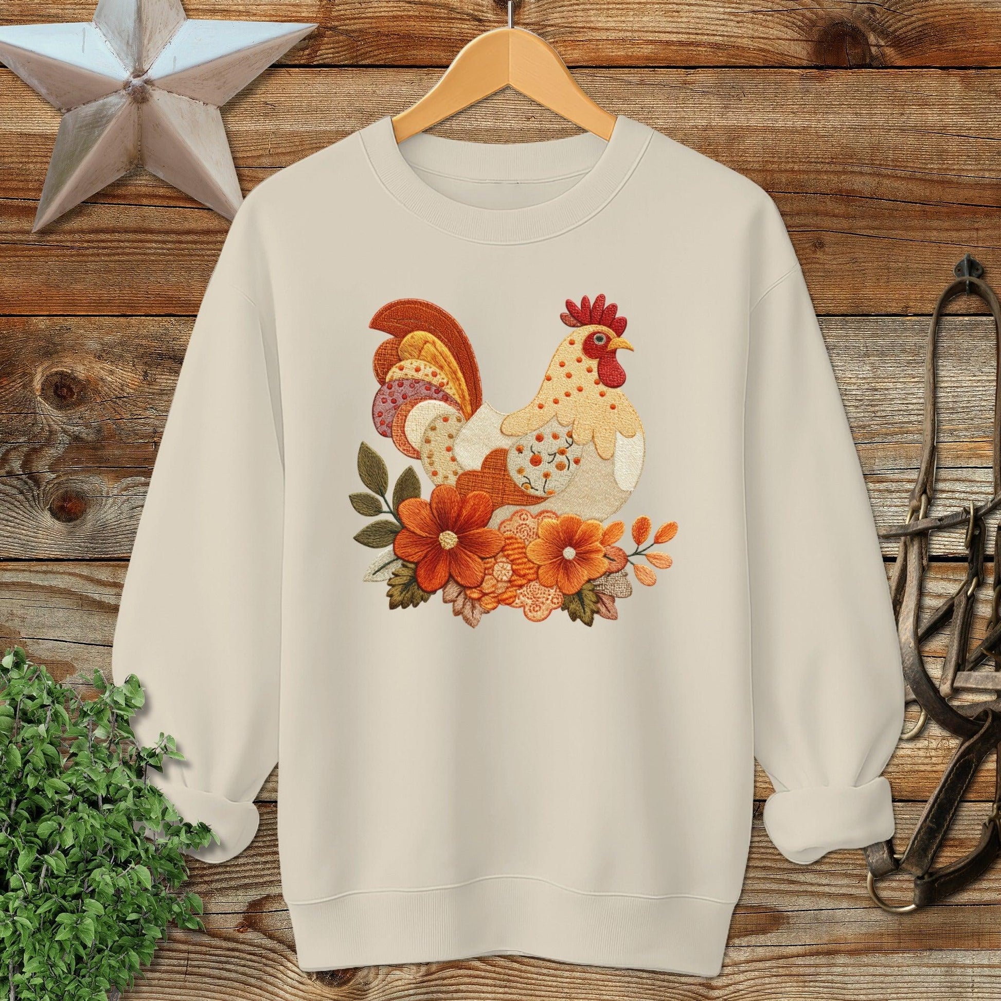 Faux Embroidery Fall Chicken Sweatshirt