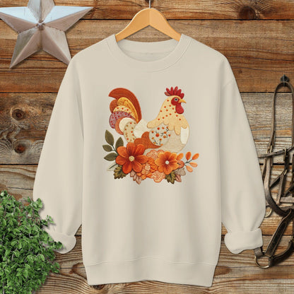 Faux Embroidery Fall Chicken Sweatshirt