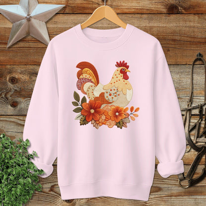 Faux Embroidery Fall Chicken Sweatshirt