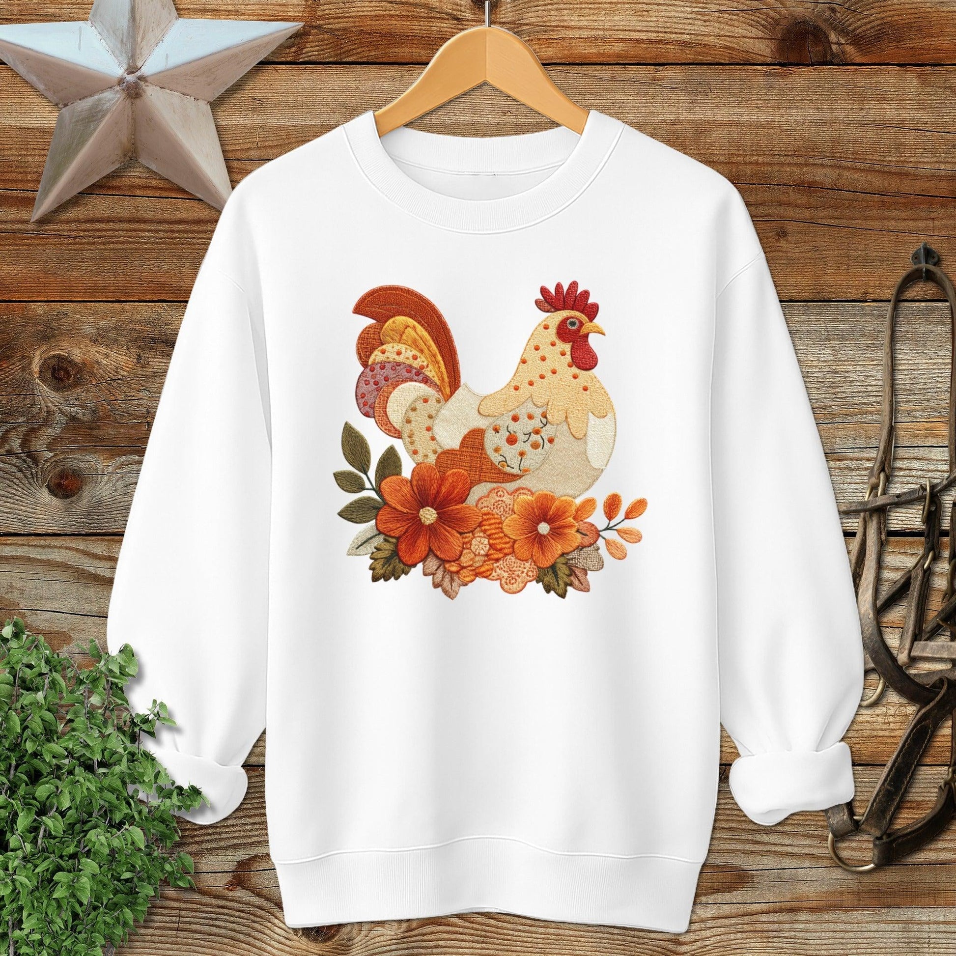 Faux Embroidery Fall Chicken Sweatshirt