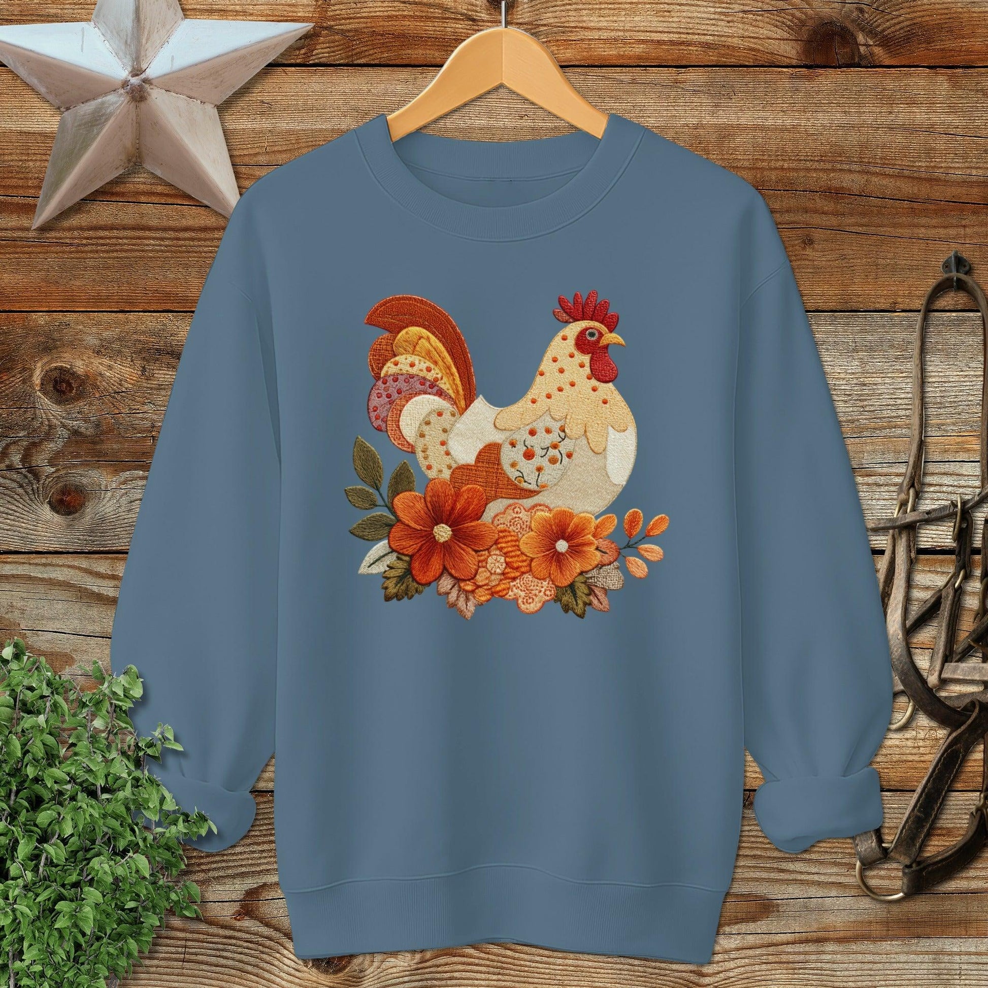 Faux Embroidery Fall Chicken Sweatshirt