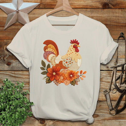 Faux Embroidery Fall Chicken T-shirt