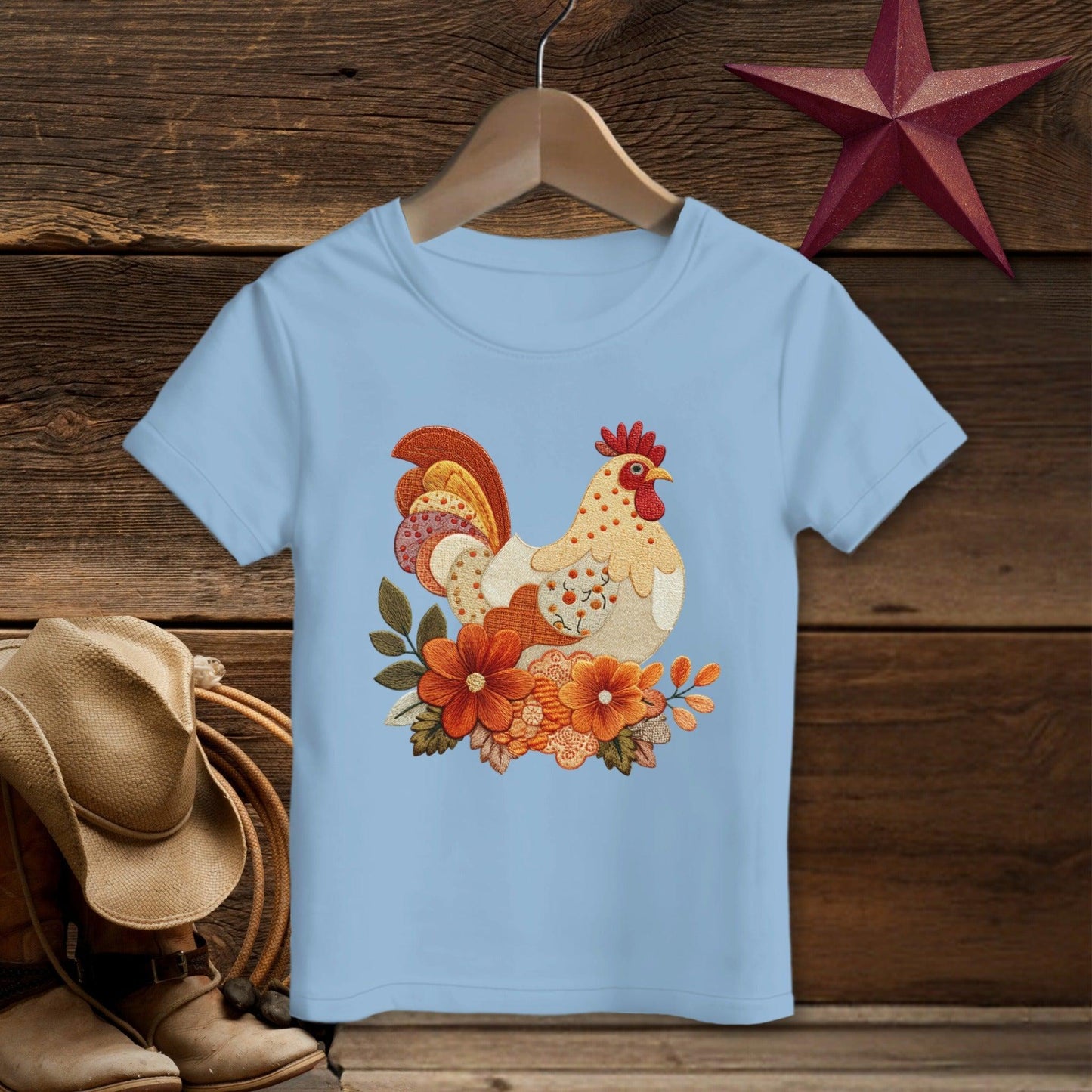 Faux Embroidery Fall Chicken T-shirt (Toddler)