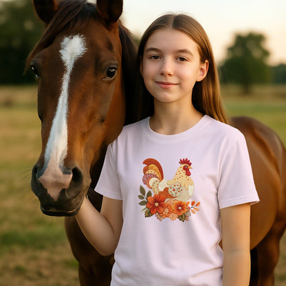 Faux Embroidery Fall Chicken T-shirt (Youth)