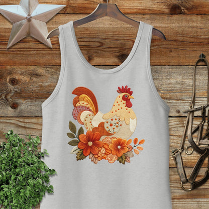 Faux Embroidery Fall Chicken Tank Top