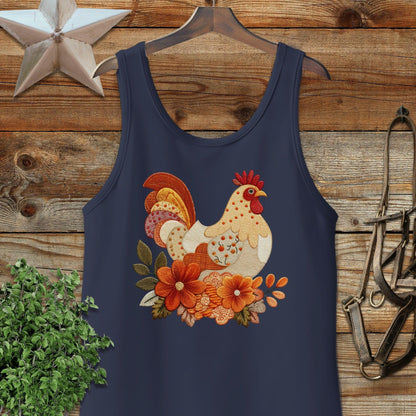 Faux Embroidery Fall Chicken Tank Top