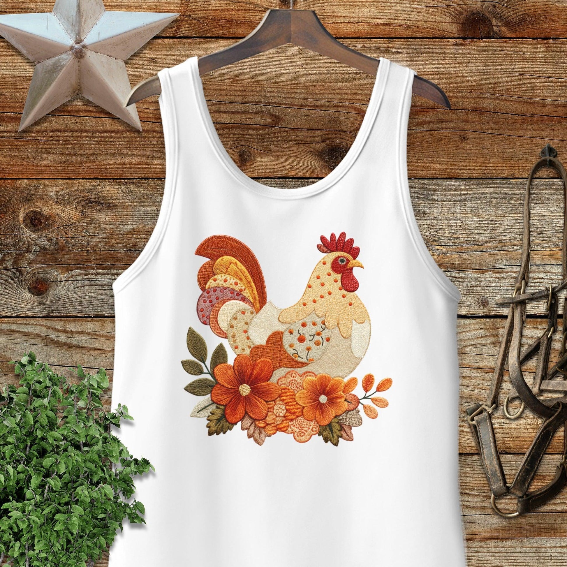 Faux Embroidery Fall Chicken Tank Top