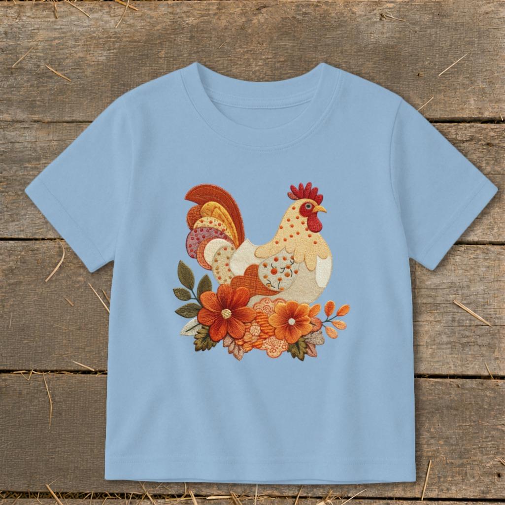 Faux Embroidery Fall Chicken Toddler Tee