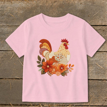 Faux Embroidery Fall Chicken Toddler Tee