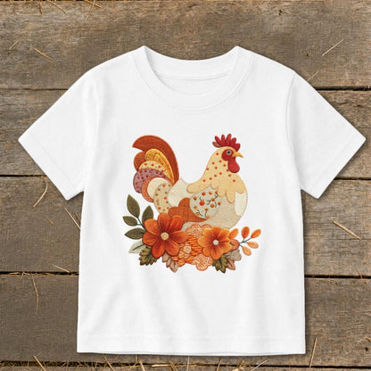 Faux Embroidery Fall Chicken Toddler Tee