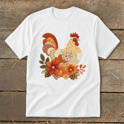 Faux Embroidery Fall Chicken Youth Tee