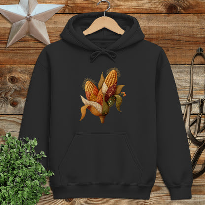 Faux Embroidery Fall Corn Stalk Hoodie