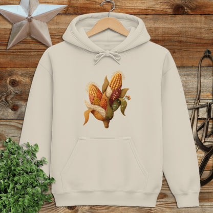 Faux Embroidery Fall Corn Stalk Hoodie
