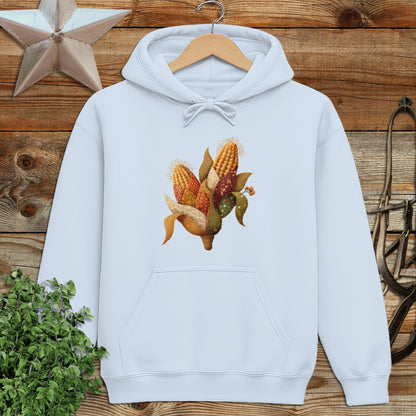 Faux Embroidery Fall Corn Stalk Hoodie