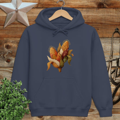 Faux Embroidery Fall Corn Stalk Hoodie