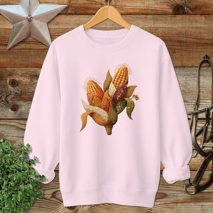 Faux Embroidery Fall Corn Stalk Sweatshirt