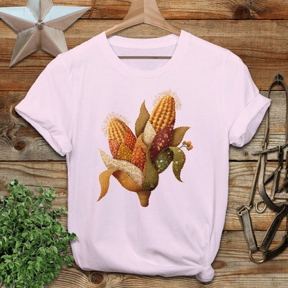 Faux Embroidery Fall Corn Stalk T-shirt