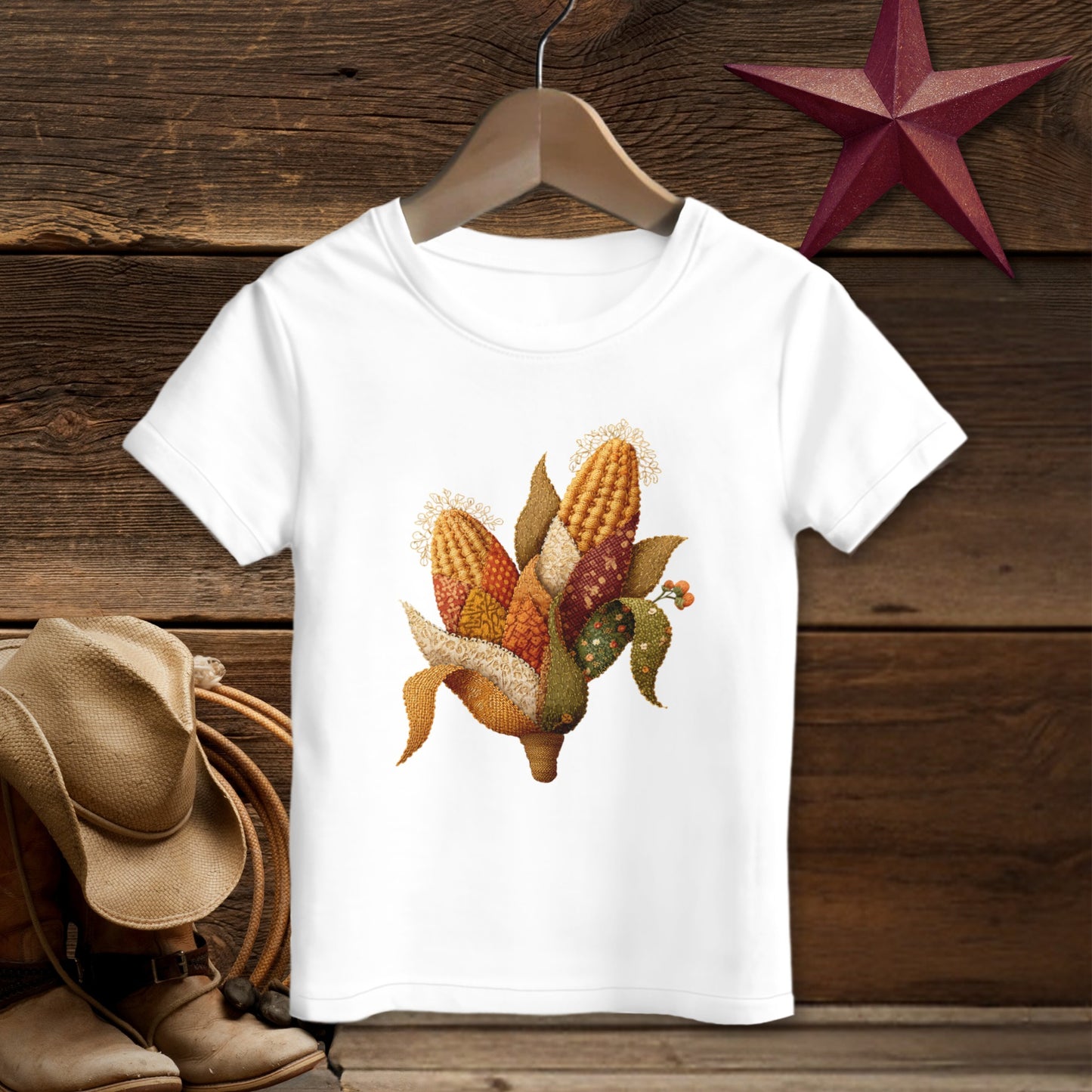 Faux Embroidery Fall Corn Stalk T-shirt (Toddler)