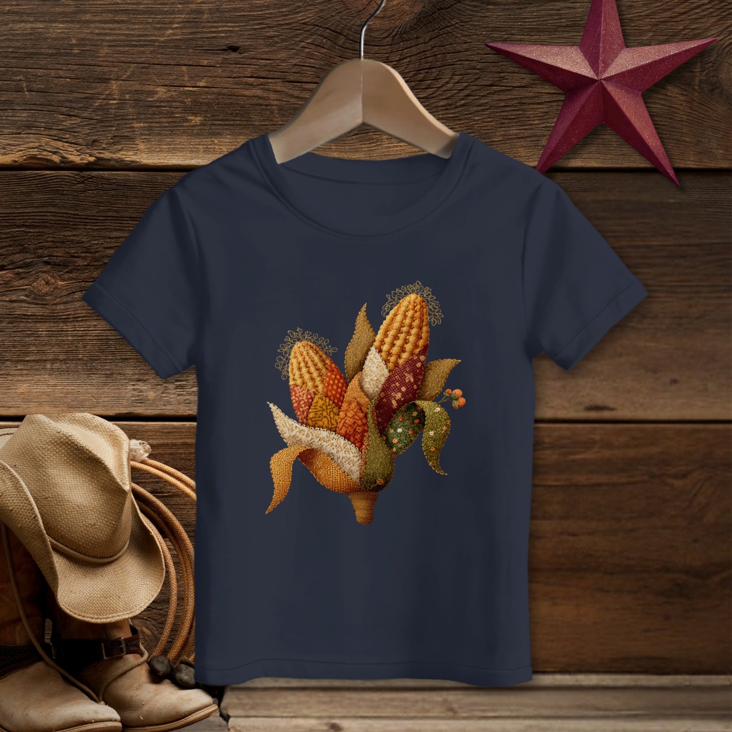 Faux Embroidery Fall Corn Stalk T-shirt (Toddler)