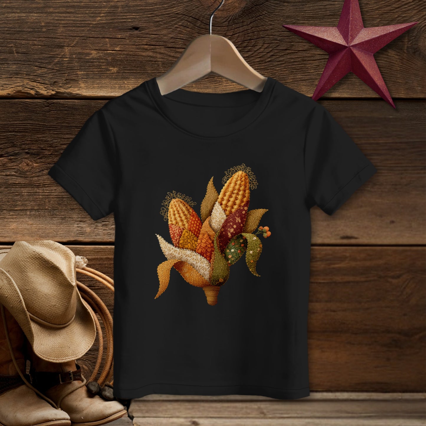 Faux Embroidery Fall Corn Stalk T-shirt (Toddler)