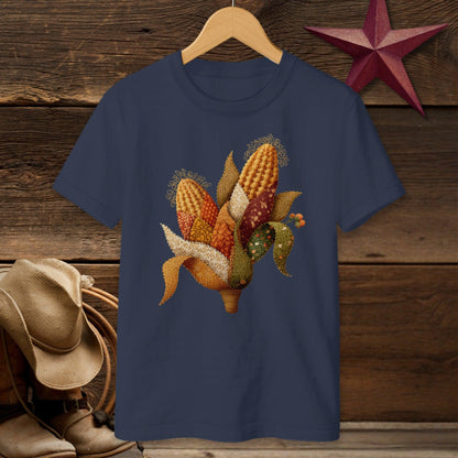 Faux Embroidery Fall Corn Stalk T-shirt (Youth)