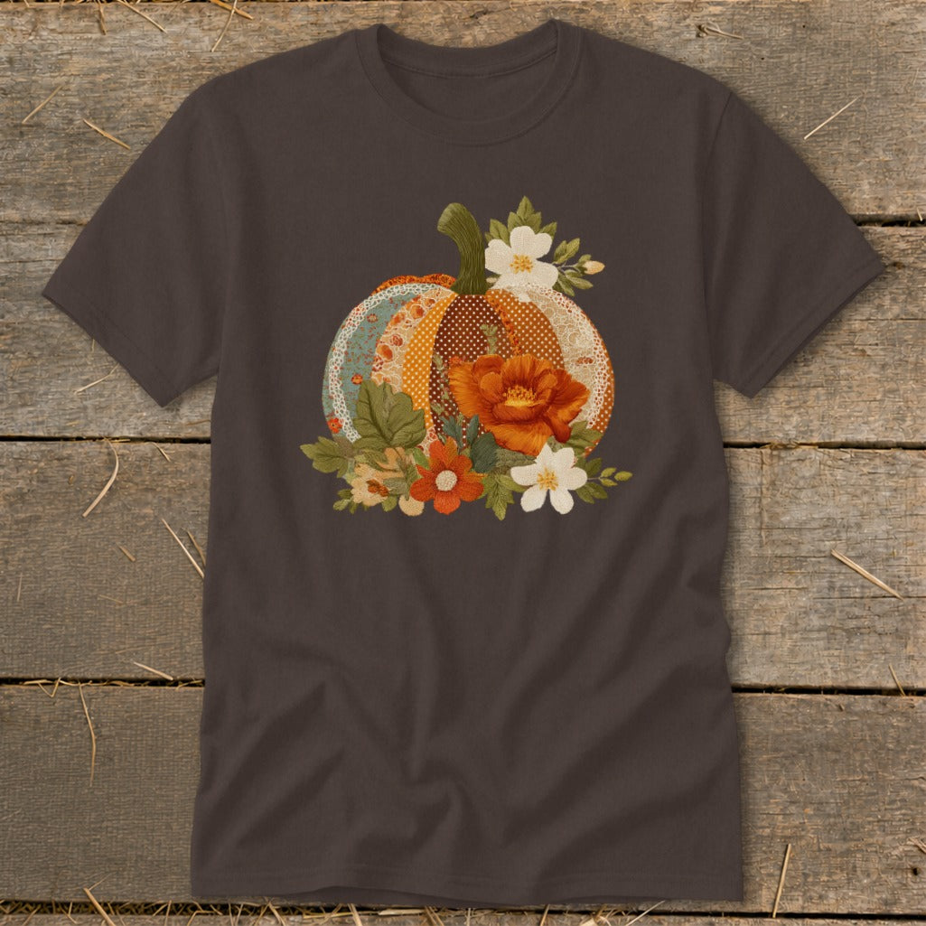 Faux Embroidery Fall Pumpkin Classic Tee
