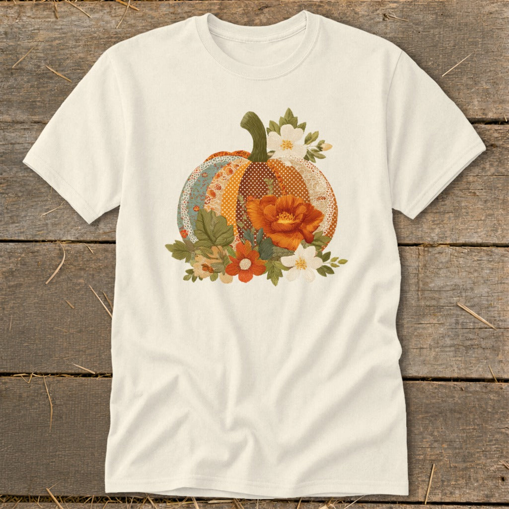 Faux Embroidery Fall Pumpkin Classic Tee