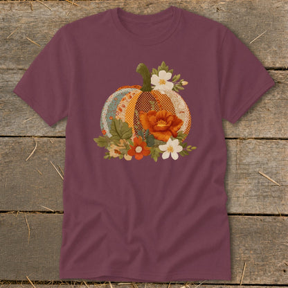 Faux Embroidery Fall Pumpkin Classic Tee