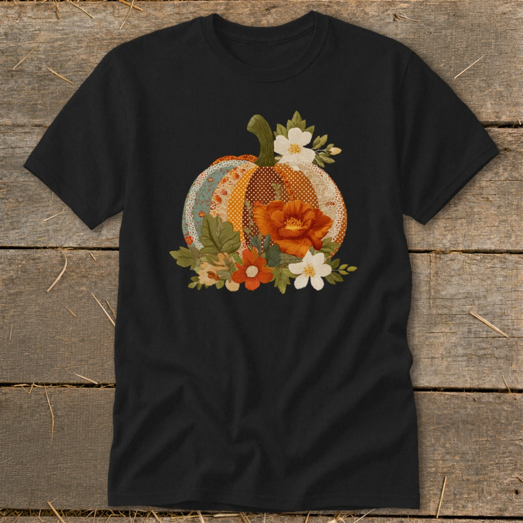Faux Embroidery Fall Pumpkin Classic Tee