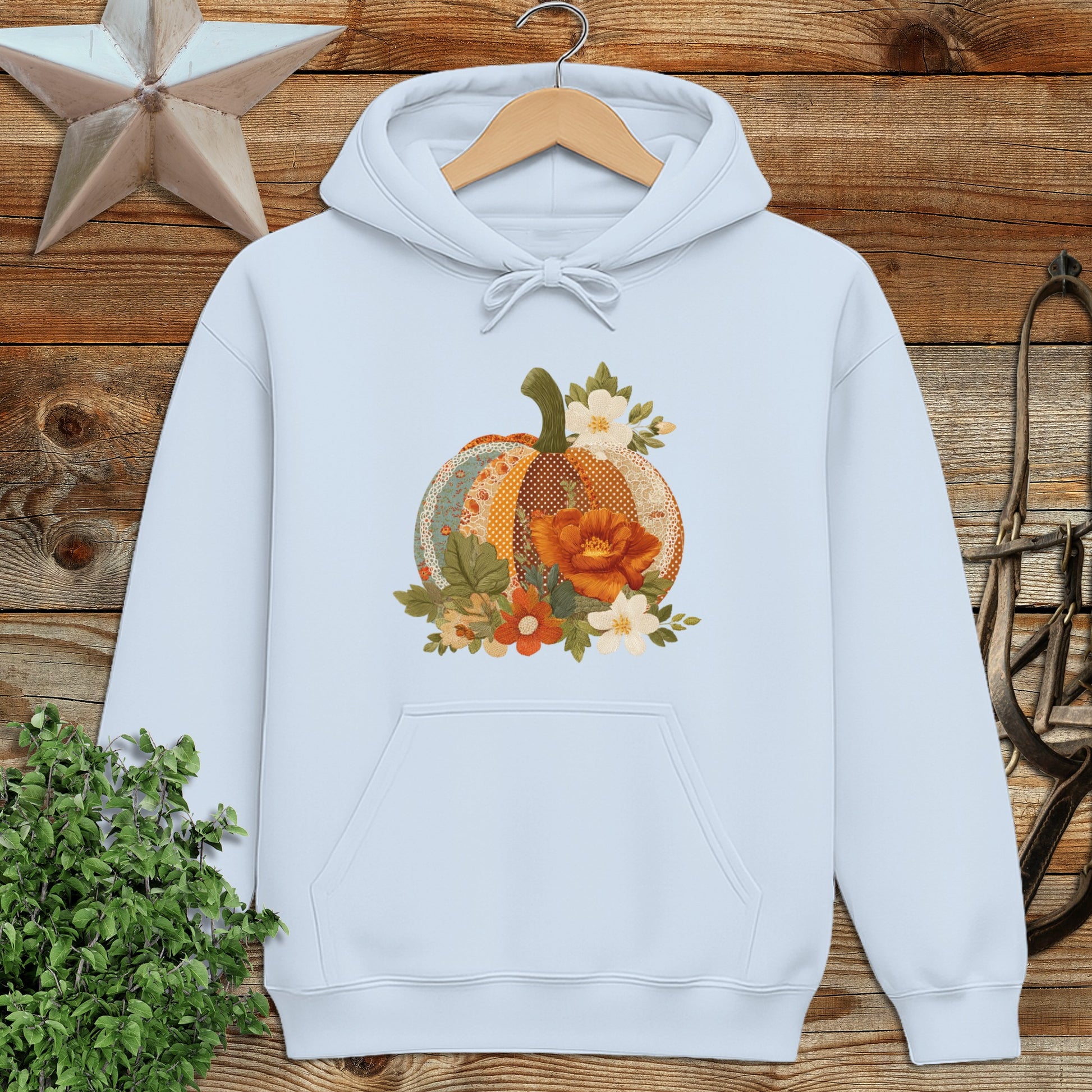 Faux Embroidery Fall Pumpkin Hoodie