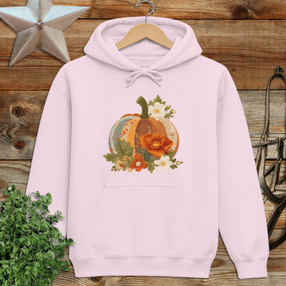 Faux Embroidery Fall Pumpkin Hoodie