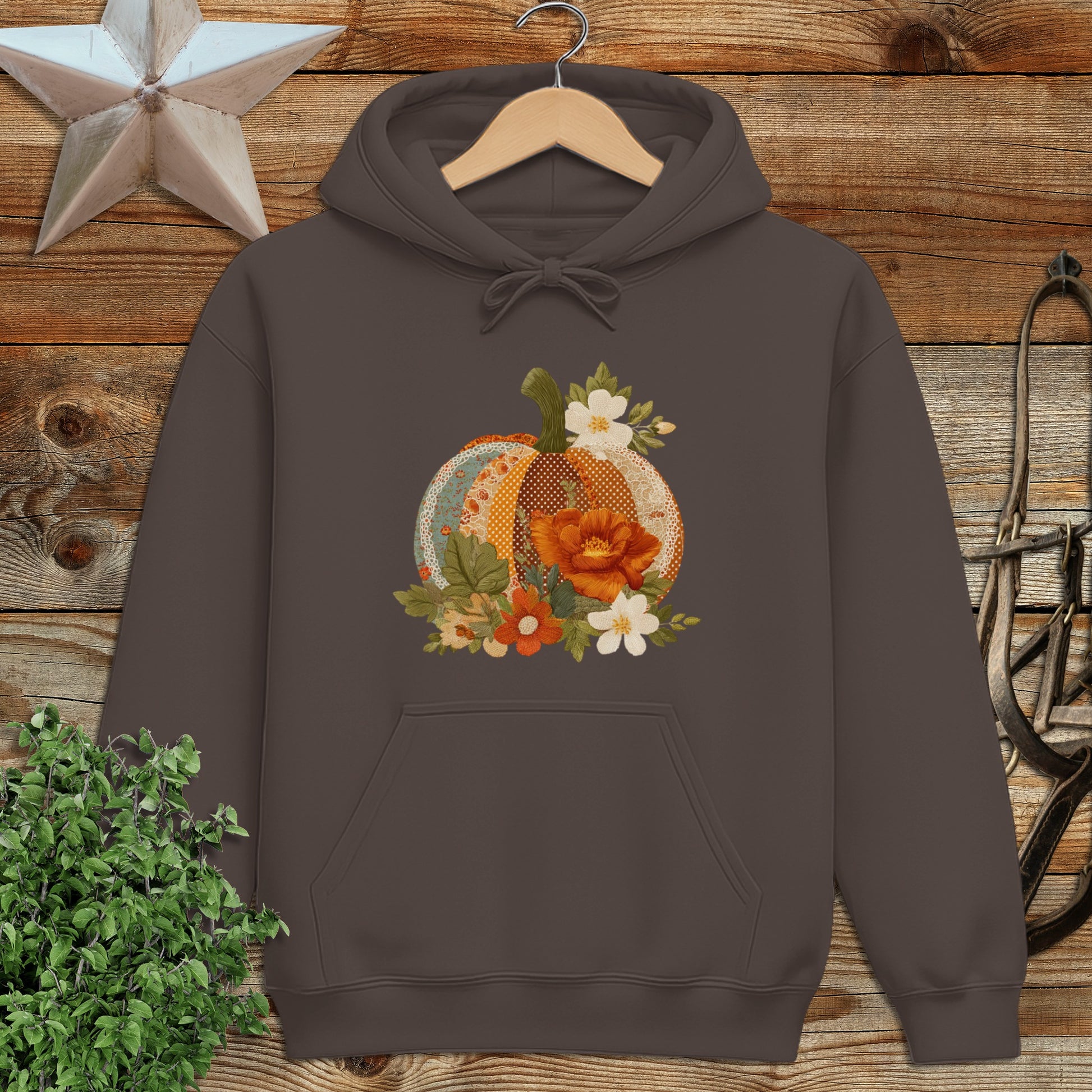 Faux Embroidery Fall Pumpkin Hoodie