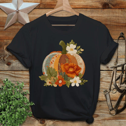 Faux Embroidery Fall Pumpkin Softstyle Tee