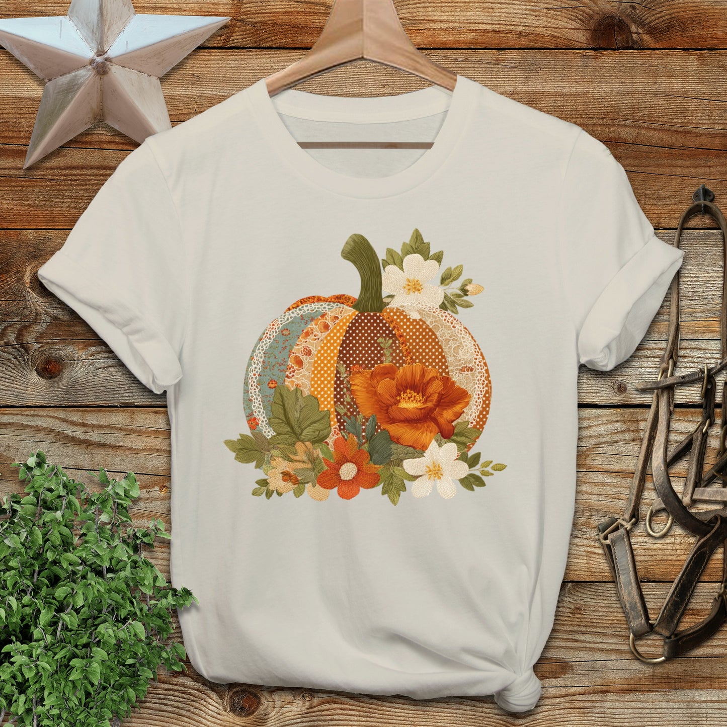 Faux Embroidery Fall Pumpkin Softstyle Tee