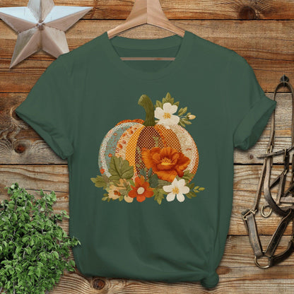 Faux Embroidery Fall Pumpkin Softstyle Tee