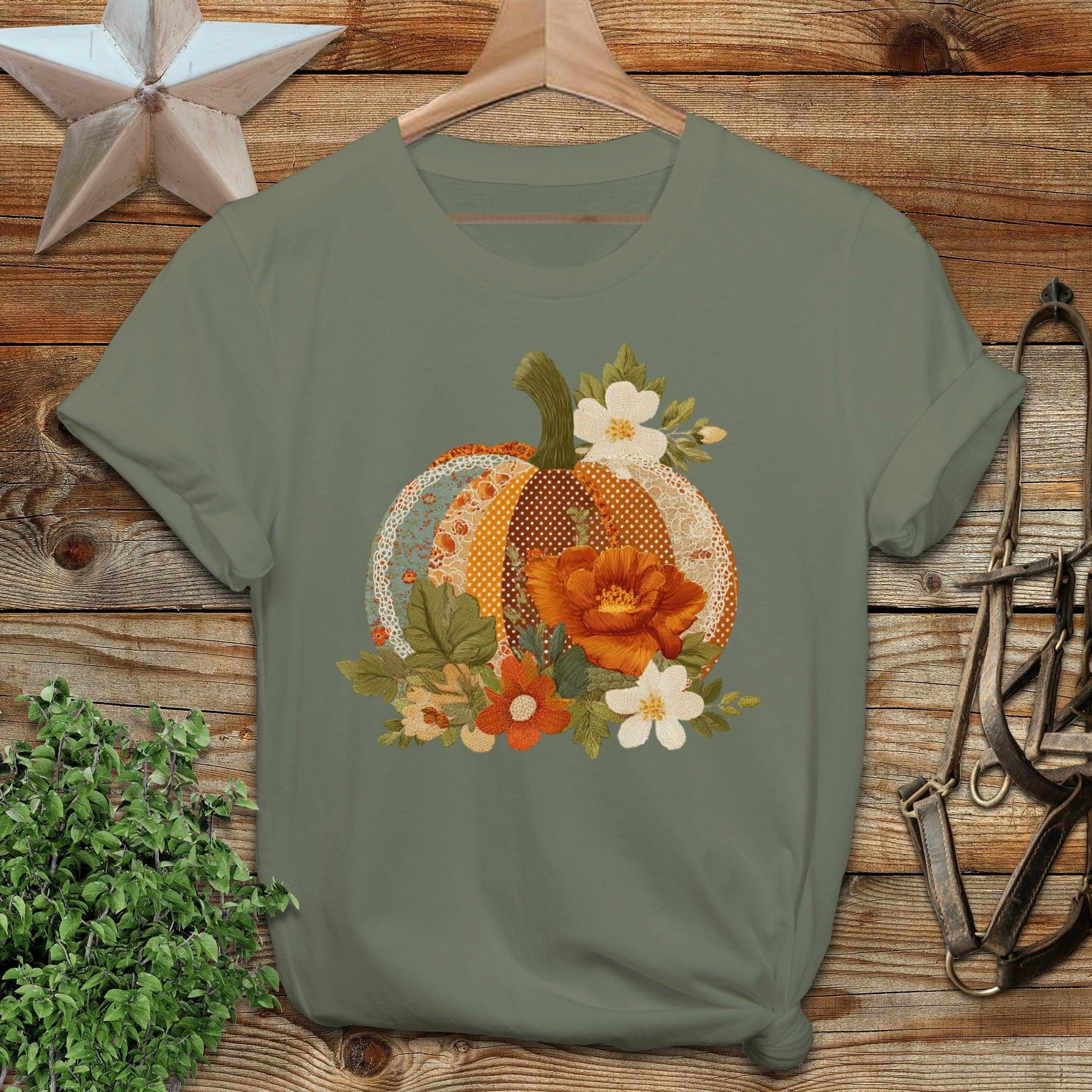Faux Embroidery Fall Pumpkin Softstyle Tee