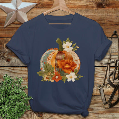 Faux Embroidery Fall Pumpkin Softstyle Tee