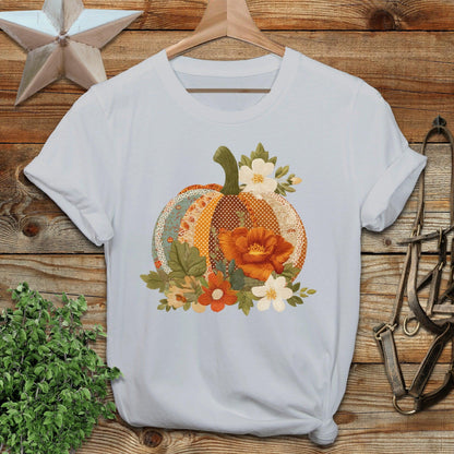 Faux Embroidery Fall Pumpkin Softstyle Tee