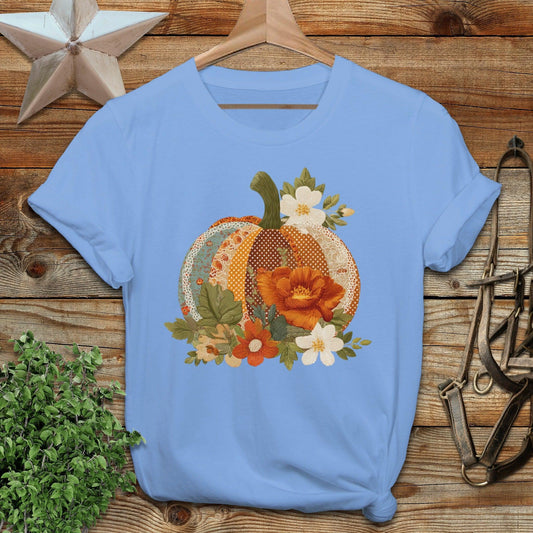 Faux Embroidery Fall Pumpkin Softstyle Tee