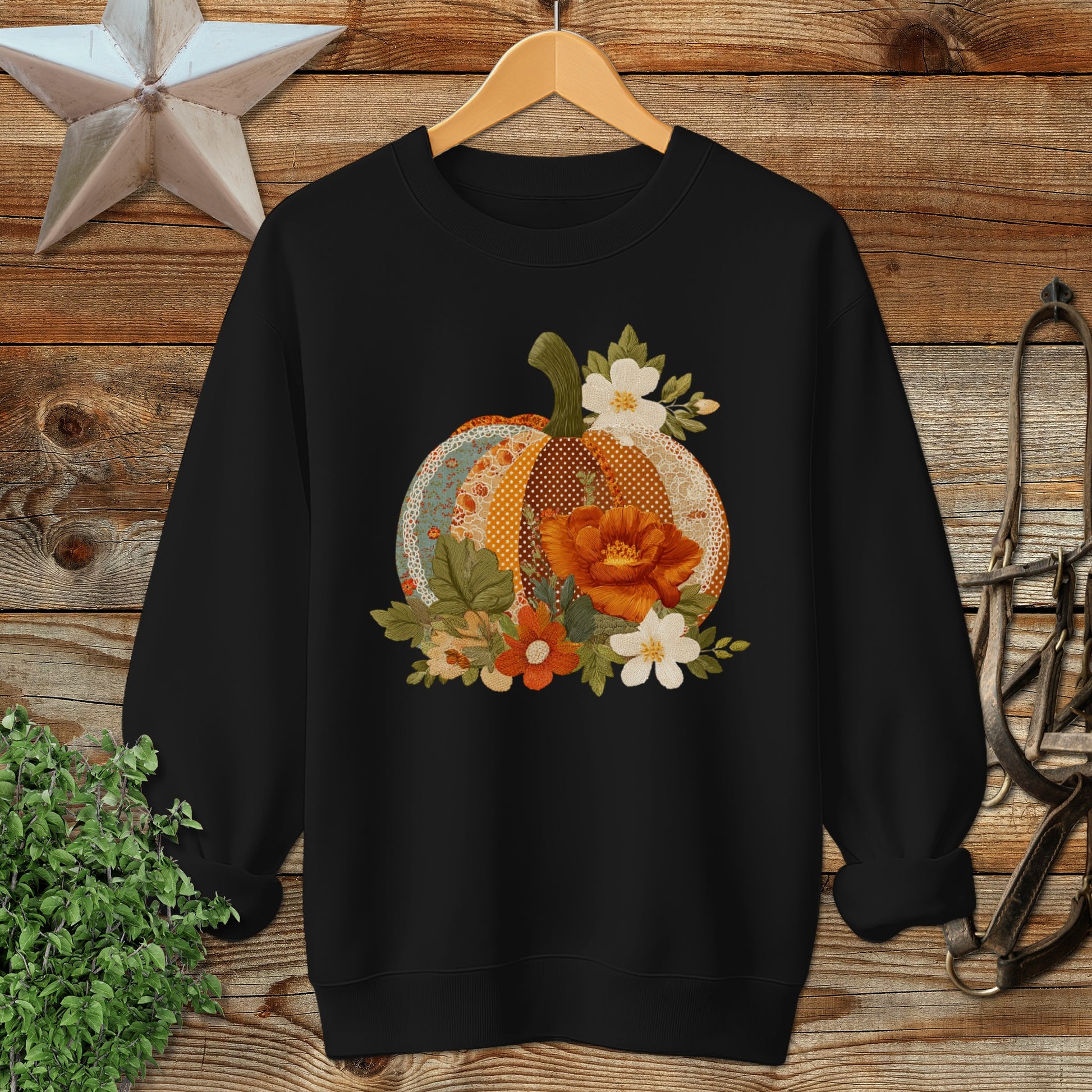 Faux Embroidery Fall Pumpkin Sweatshirt