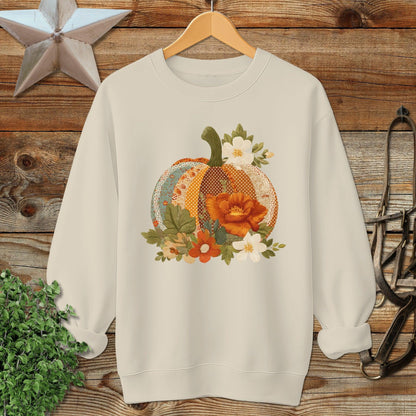 Faux Embroidery Fall Pumpkin Sweatshirt