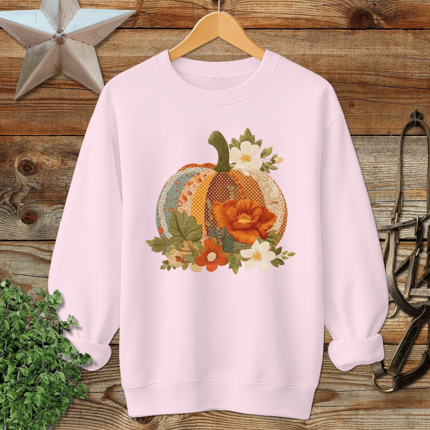 Faux Embroidery Fall Pumpkin Sweatshirt