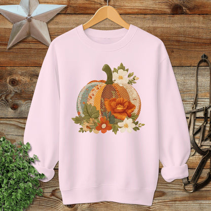Faux Embroidery Fall Pumpkin Sweatshirt